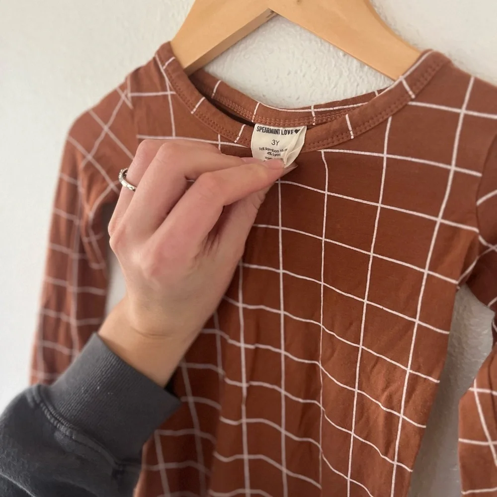 Kids Brown Checkered Pajama Set